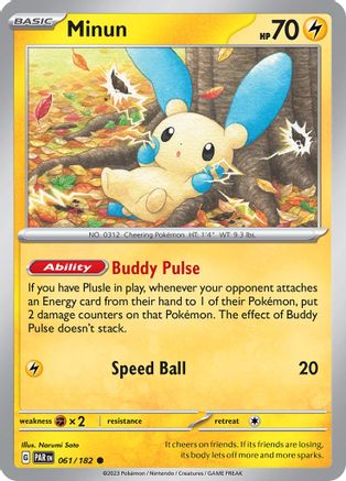Minun 061/182 - Reverse Holofoil Paradox Rift