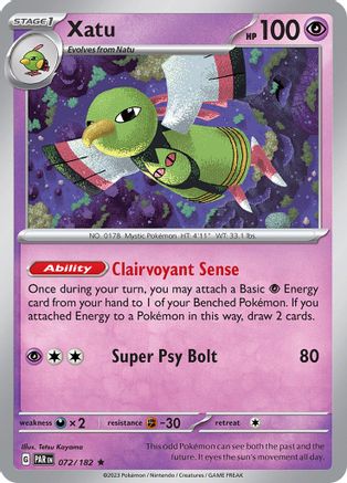 Xatu 072/182 - Holofoil SV04 Paradox Rift