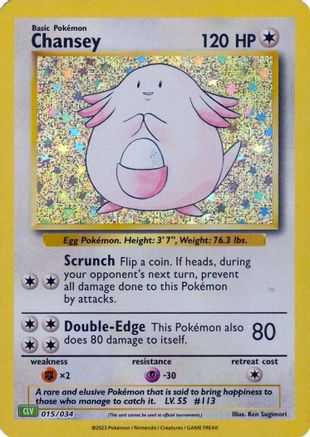 Chansey 015/034 - Holofoil Trading Card Game Classic
