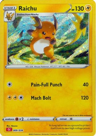 Raichu 009/034 - Holofoil Trading Card Game Classic