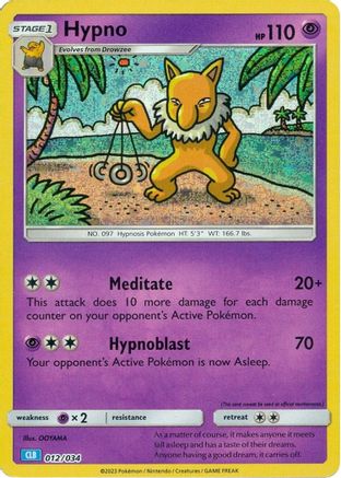 Hypno 012/034 - Holofoil Trading Card Game Classic