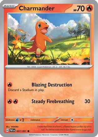 Charmander 007/091 - Reverse Holofoil Paldean Fates