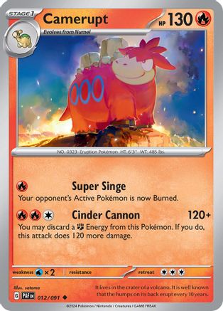 Camerupt 012/091 - Reverse Holofoil Paldean Fates