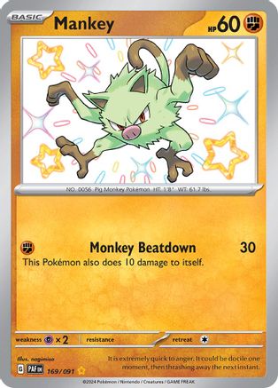 Mankey 169/091 - Holofoil Paldean Fates