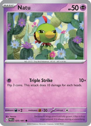 Natu 025/091 - Reverse Holofoil Paldean Fates