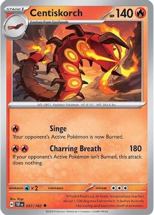 Centiskorch 037/162 - Reverse Holofoil Temporal Forces