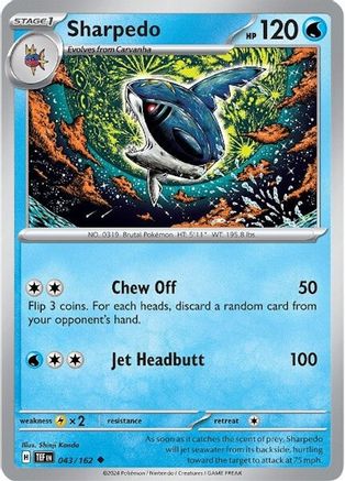 Sharpedo 043/162 - Reverse Holofoil SV05 Temporal Forces