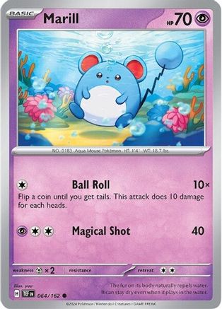Marill 064/162 - Reverse Holofoil Temporal Forces