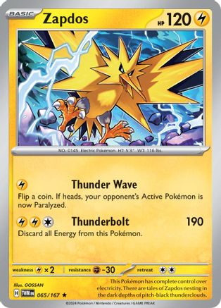 Zapdos 065/167 - Reverse Holofoil Twilight Masquerade