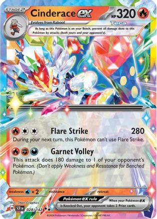 Cinderace ex 028/142 - Holofoil Stellar Crown - Double Rare