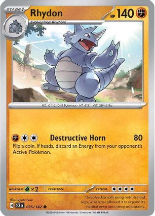 Rhydon 075/142 - Reverse Holofoil Stellar Crown - Common