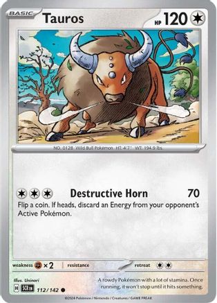 Tauros 112/142 - Reverse Holofoil Stellar Crown - Common