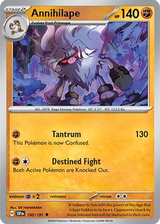 Annihilape 100/191 - Reverse Holofoil Surging Sparks - Uncommon