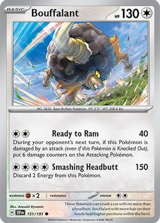 Bouffalant 151/191 - Reverse Holofoil Surging Sparks - Common