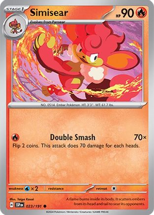 Simisear 023/191 - Reverse Holofoil Surging Sparks - Common