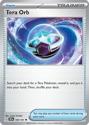 Tera Orb 189/191 - Reverse Holofoil Surging Sparks - Uncommon