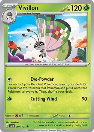 Vivillon 007/191 - Reverse Holofoil Surging Sparks - Uncommon