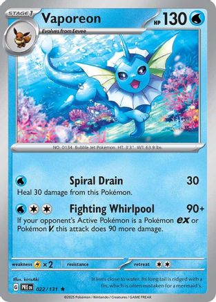 Vaporeon 022/131 - Holofoil Prismatic Evolutions