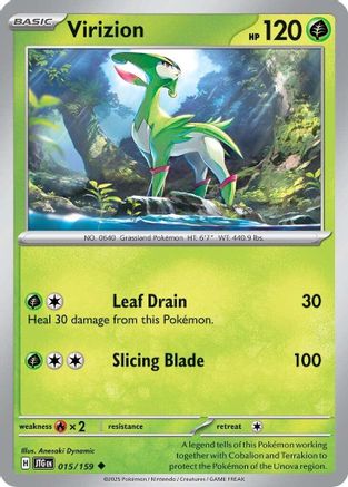 Virizion 015/159 - Reverse Holofoil SV09 Journey Together - Uncommon