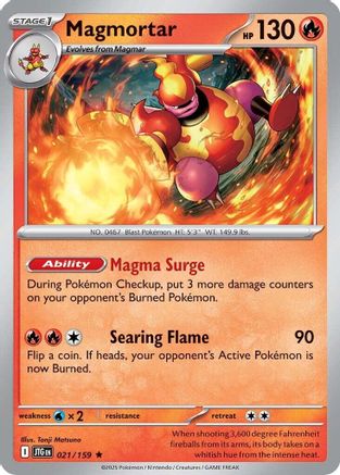 Magmortar 021/159 - Reverse Holofoil Journey Together - Rare