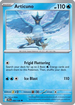 Articuno 032/159 - Reverse Holofoil Journey Together - Uncommon