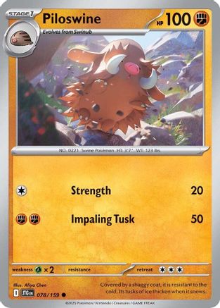 Piloswine 078/159 - Reverse Holofoil SV09 Journey Together - Common