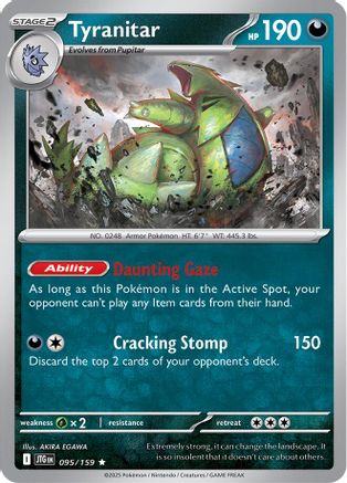 Tyranitar 095/159 - Reverse Holofoil SV09 Journey Together - Rare