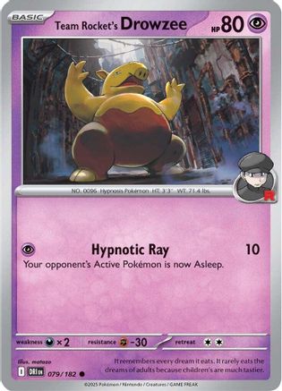 Team Rocket's Drowzee 079/182 - Reverse Holofoil Destined Rivals - Common