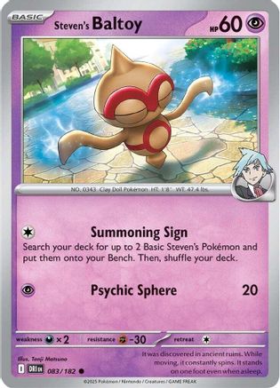 Steven's Baltoy 083/182 - Reverse Holofoil Destined Rivals - Common