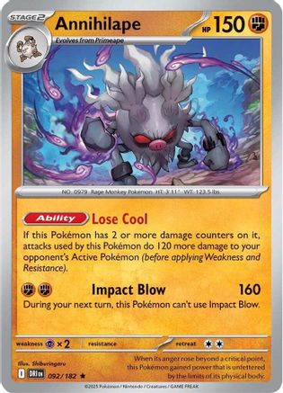 Annihilape 092/182 - Holofoil Destined Rivals - Rare