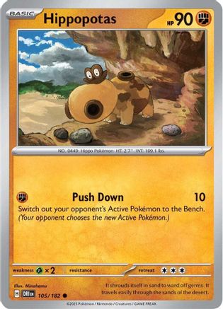 Hippopotas 105/182 - Reverse Holofoil Destined Rivals - Common