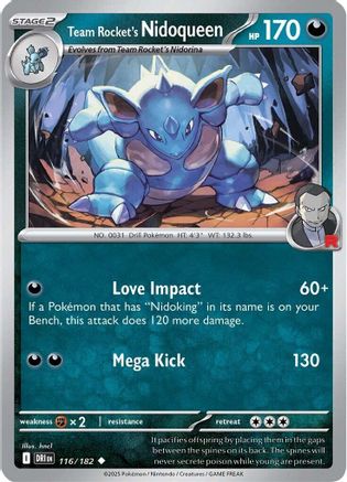 Team Rocket's Nidoqueen 116/182 - Reverse Holofoil Destined Rivals - Uncommon