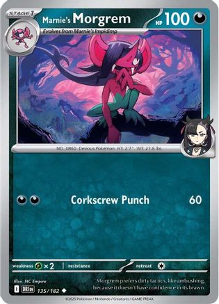 Marnie's Morgrem 135/182 - Reverse Holofoil Destined Rivals - Uncommon