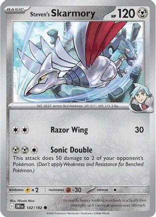 Steven's Skarmory 142/182 - Reverse Holofoil Destined Rivals - Common