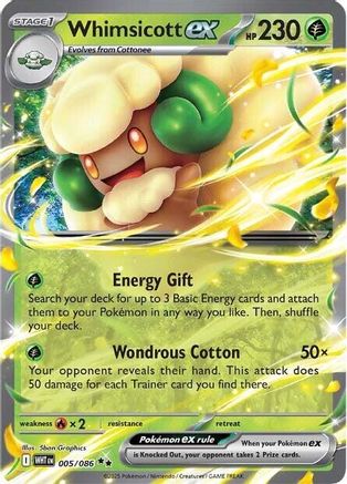 Whimsicott ex 005/086 - Holofoil White Flare