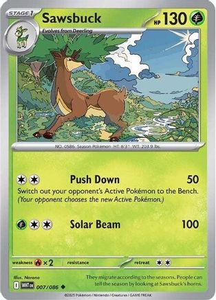 Sawsbuck 007/086 - Reverse Holofoil White Flare