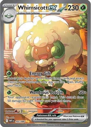 Whimsicott ex 165/086 - Holofoil White Flare