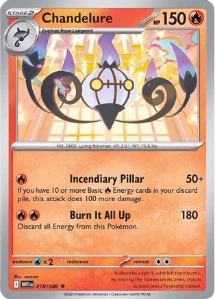 Chandelure 018/086 - Reverse Holofoil White Flare