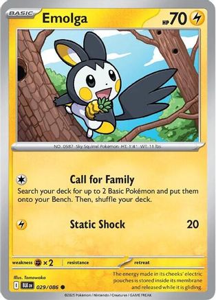 Emolga 029/086 - Reverse Holofoil Black Bolt