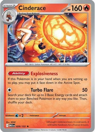 Cinderace 028/132 - Reverse Holofoil Mega Evolution