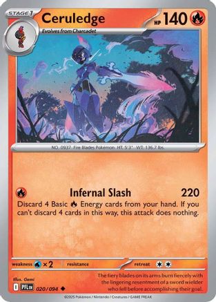 Ceruledge 020/094 - Reverse Holofoil Phantasmal Flames