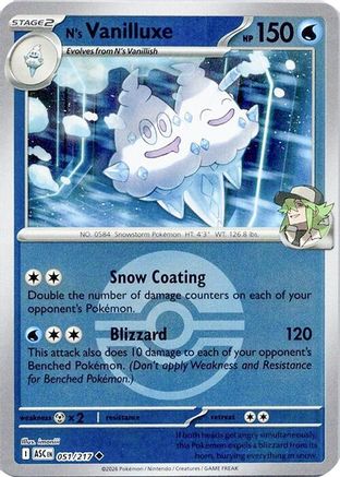 N's Vanilluxe (Poke Ball) 051/217 - Reverse Holofoil Ascended Heroes