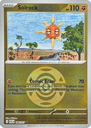 Solrock (Dusk Ball) 106/217 - Reverse Holofoil Ascended Heroes
