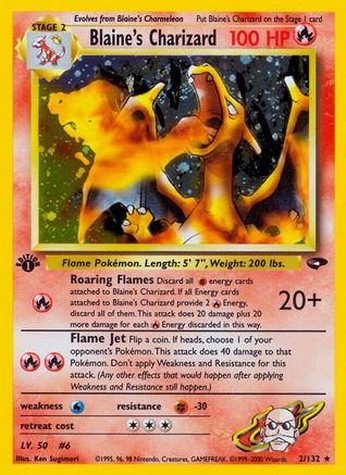 Blaine's Charizard 002/132 - 1st Edition Holofoil Gym Challenge