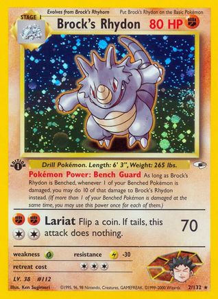 Brock's Rhydon 002/132 - Unlimited Holofoil Gym Heroes