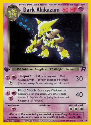 Dark Alakazam 001/82 - 1st Edition Holofoil Team Rocket