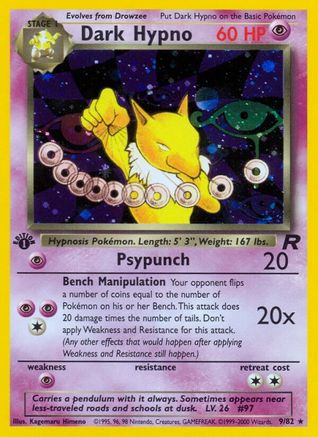 Dark Hypno 009/82 - 1st Edition Holofoil Team Rocket