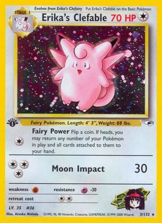 Erika's Clefable 003/132 - 1st Edition Holofoil Gym Heroes