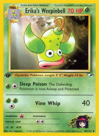 Erika's Weepinbell 049/132 - 1st Edition Gym Heroes