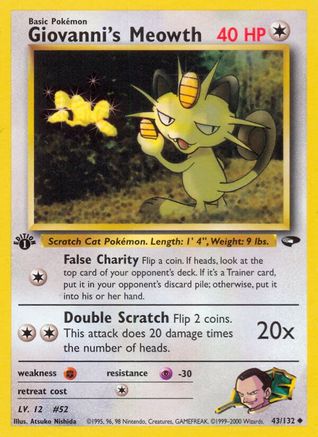 Giovanni's Meowth 043/132 - 1st Edition Gym Challenge